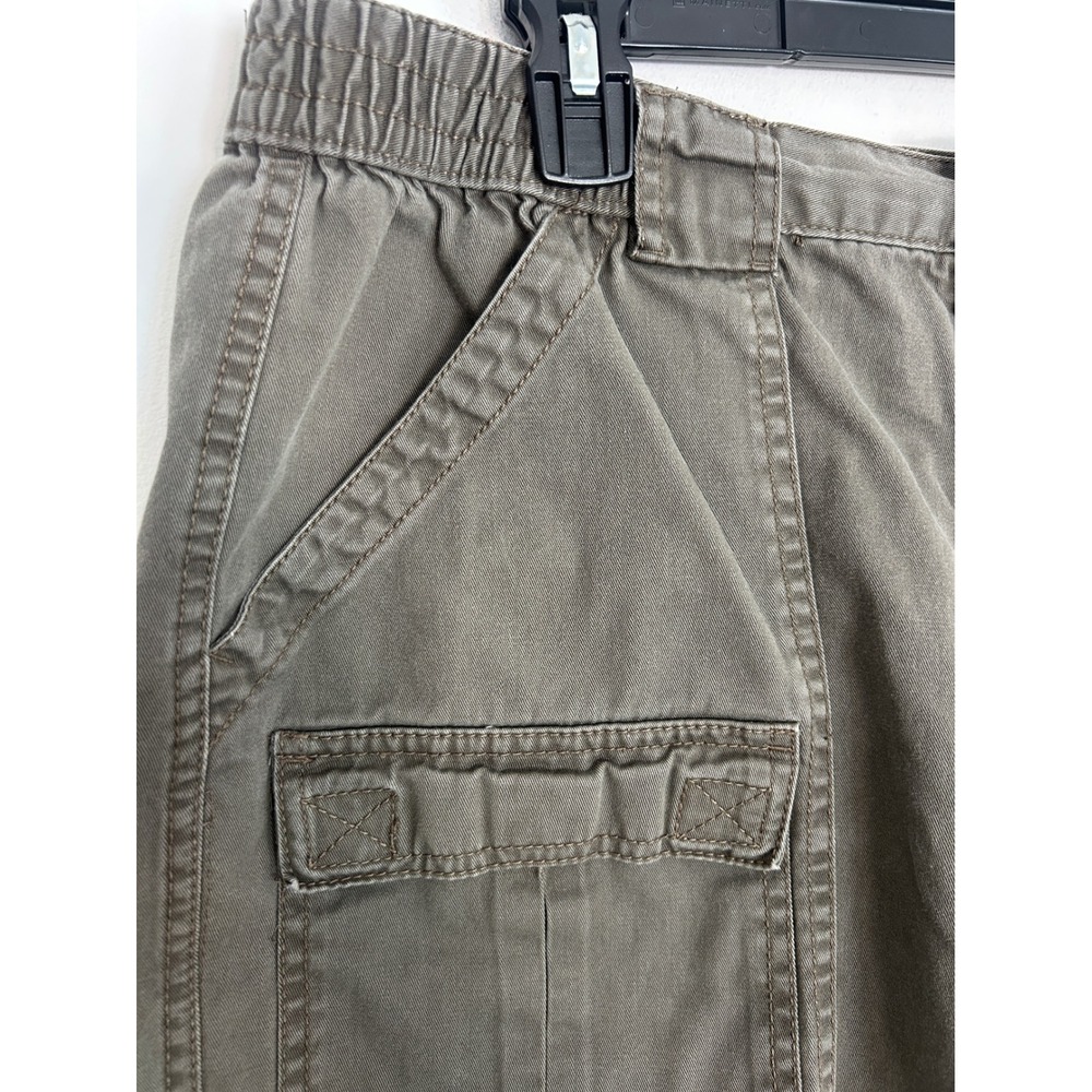 Talos Mens Cargo Shorts Size 38 Olive Green Cotton Elastic Waist Outdoor Casual View 2